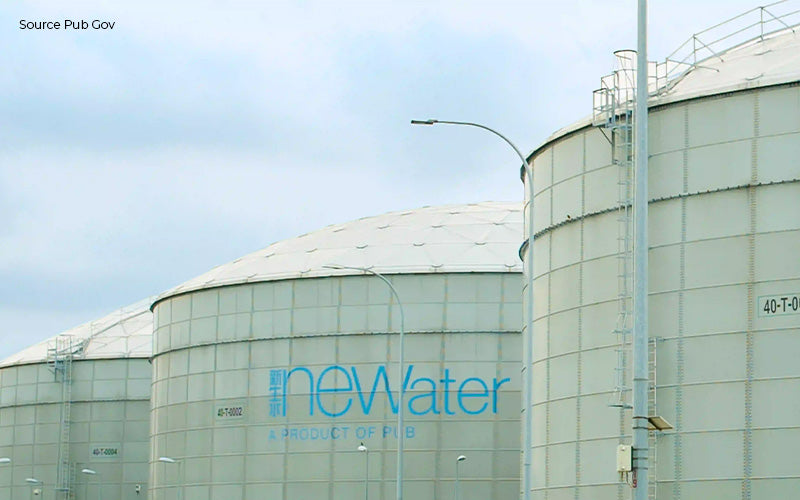 Large industrial Water storage tanks at a water reclamation plant.